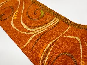 リサイクル　手織り真綿紬抽象模様織出し名古屋帯